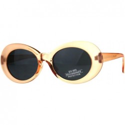 Oval Womens Vintage Fashion Sunglasses Oval Frame Half Shiny Half Matted UV 400 - Peach (Black) - C518C7T7Q4U $9.12
