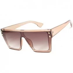 Square Sunglasses Luxury Oversize Square Goggles - Brown - CZ18T5KZN4G $22.82