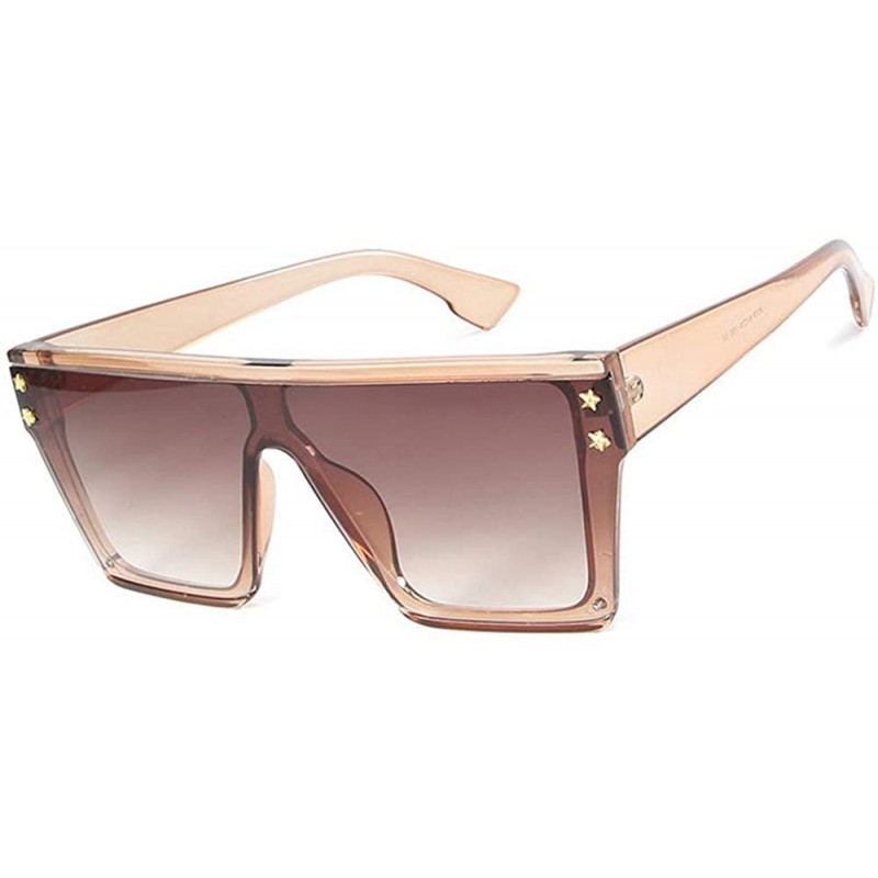 Square Sunglasses Luxury Oversize Square Goggles - Brown - CZ18T5KZN4G $9.61