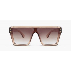 Square Sunglasses Luxury Oversize Square Goggles - Brown - CZ18T5KZN4G $9.61