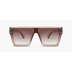 Square Sunglasses Luxury Oversize Square Goggles - Brown - CZ18T5KZN4G $9.61