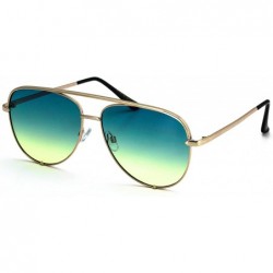 Rimless Rose Gold Pink Men Women Sunglasses Aviator Mirrored Metal Oversize Glasses - Blue Green - C7180RQ2C0L $8.87