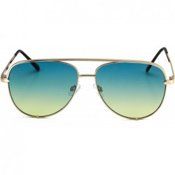 Rimless Rose Gold Pink Men Women Sunglasses Aviator Mirrored Metal Oversize Glasses - Blue Green - C7180RQ2C0L $8.87