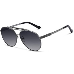 Aviator Sunglasses for Men Women Aviator Polarized Aluminum UV 400 Lens Protection - Gray & Gray - C4183CKYECK $24.64