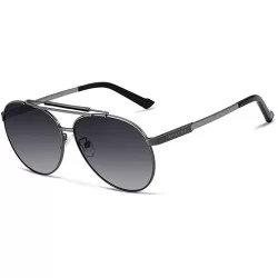 Aviator Sunglasses for Men Women Aviator Polarized Aluminum UV 400 Lens Protection - Gray & Gray - C4183CKYECK $24.64
