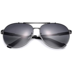 Aviator Sunglasses for Men Women Aviator Polarized Aluminum UV 400 Lens Protection - Gray & Gray - C4183CKYECK $16.20