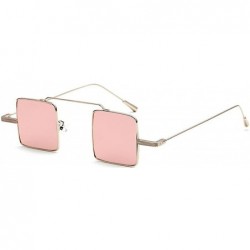 Square Vintage Square sunglasses Small Metal Frame Candy Colors Sunglasses - Golden-pink - CM18DO6MSM2 $10.49