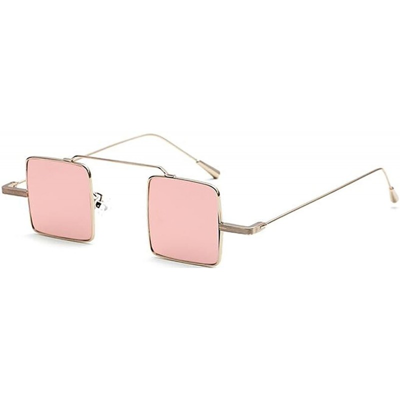 Square Vintage Square sunglasses Small Metal Frame Candy Colors Sunglasses - Golden-pink - CM18DO6MSM2 $10.49