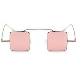 Square Vintage Square sunglasses Small Metal Frame Candy Colors Sunglasses - Golden-pink - CM18DO6MSM2 $10.49