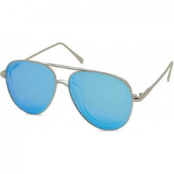 Aviator Designer Modern Transparent Frame Aviator Sunglasses w/Mirror Lens - Silver - C018HA2MM53 $18.18