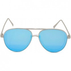 Aviator Designer Modern Transparent Frame Aviator Sunglasses w/Mirror Lens - Silver - C018HA2MM53 $18.18