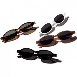 Aviator Small Oval Sunglasses Women Vintage Fashion Sun Glasses Leopard As Picture - Black - C7185DZ5DUS $10.78
