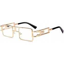Square Hollow Legs Square Sunglasses for Women and Men Small Size Alloy Frame Sun Glasses UV400 - C8 Gold Orange - C1198EZ5ZU...
