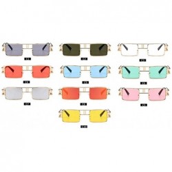 Square Hollow Legs Square Sunglasses for Women and Men Small Size Alloy Frame Sun Glasses UV400 - C8 Gold Orange - C1198EZ5ZU...