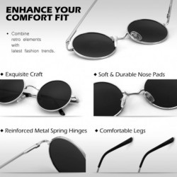 Round Retro John Lennon Sunglasses for Men Women Polarized Hippie Round Circle Sunglasses MFF7 - B 46mm Silver Grey - CI17YK4...