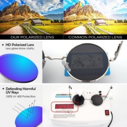 Round Retro John Lennon Sunglasses for Men Women Polarized Hippie Round Circle Sunglasses MFF7 - B 46mm Silver Grey - CI17YK4...