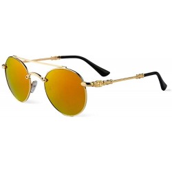 Goggle men and women couple models fashion sunglasses retro sunglasses yurt - Gold Color - C0125LTUDV7 $54.32