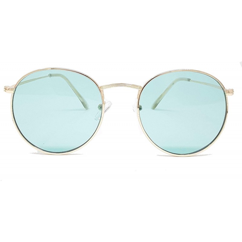 Round Retro Small Round Color Toned Lens Metal Sunglasses IL1012 - Gold - C318KX9SZLA $11.62