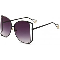 Sport Fashion Ocean Piece Sunglasses Metal Cut Edge Lady Pearl Personality Glasses - 5 - CK190HCWR5Y $37.43