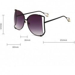 Sport Fashion Ocean Piece Sunglasses Metal Cut Edge Lady Pearl Personality Glasses - 5 - CK190HCWR5Y $37.43