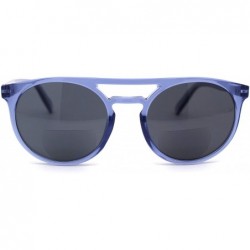 Round Flat Top Hipster Horn Rim Round Keyhole Bi-focal Reading Sunglasses - Blue Black - C818XMNH2CK $11.23