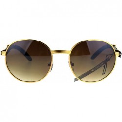 Oval Retro Art Nouveau Vintage Style Small Oval Metal Frame Sunglasses - (Round) Yellow Gold - CZ126SXY0JB $10.28