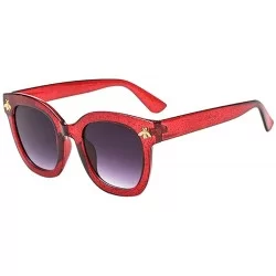 Semi-rimless Vintage Retro Bees Sunglasses for Women Men Big Frame UV Protection Fashion Eyewear - D - CM1908NA28Y $17.43