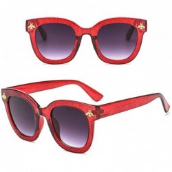 Semi-rimless Vintage Retro Bees Sunglasses for Women Men Big Frame UV Protection Fashion Eyewear - D - CM1908NA28Y $10.74
