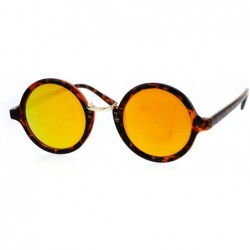 Round Small Snug Flat Color Mirror Plastic Round Circle Retro Sunglasses - Shiny Tortoise Orange - CW12NYGD04M $11.77