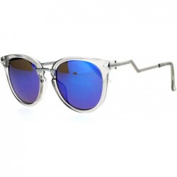 Wayfarer Mirrored Lens Crooked Bolt Arrow Arm Horn Rim Retro Sunglasses - Clear Blue - CT12D7IOLAR $23.81