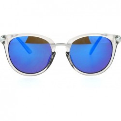 Wayfarer Mirrored Lens Crooked Bolt Arrow Arm Horn Rim Retro Sunglasses - Clear Blue - CT12D7IOLAR $13.97