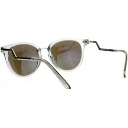 Wayfarer Mirrored Lens Crooked Bolt Arrow Arm Horn Rim Retro Sunglasses - Clear Blue - CT12D7IOLAR $13.97