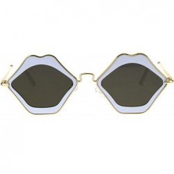 Square Unique Funky Lip Shape Hippie Groove Pimp Sunglasses - White Gold Black - C518EYM2958 $11.90