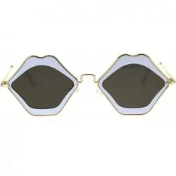 Square Unique Funky Lip Shape Hippie Groove Pimp Sunglasses - White Gold Black - C518EYM2958 $19.66
