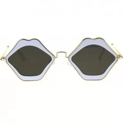 Square Unique Funky Lip Shape Hippie Groove Pimp Sunglasses - White Gold Black - C518EYM2958 $11.90