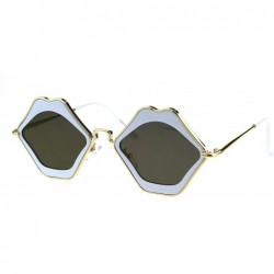 Square Unique Funky Lip Shape Hippie Groove Pimp Sunglasses - White Gold Black - C518EYM2958 $11.90