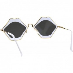 Square Unique Funky Lip Shape Hippie Groove Pimp Sunglasses - White Gold Black - C518EYM2958 $11.90