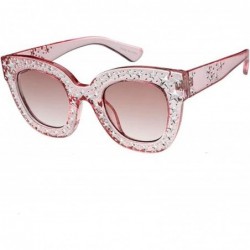 Oversized Horn Tip Rhinestone Cat Eye 80s Retro Fashion Sunglasses - Pink - CD18UHNIZDQ $11.83