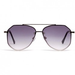Semi-rimless Men Women Retro Round Sunglasses Ladies Luxury Metal Color Vintage Mirror Polygonal Oversize Sun Glasses - 6 - C...