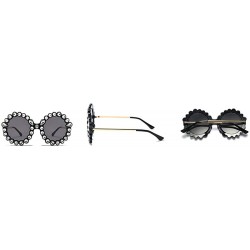 Round 2019 new personality trend street shooting round frame with diamonds ladies sunglasses - Black - C718L88XZCY $10.54