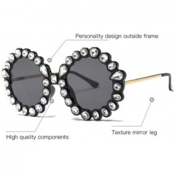 Round 2019 new personality trend street shooting round frame with diamonds ladies sunglasses - Black - C718L88XZCY $10.54