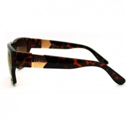 Wayfarer Mens Metal Arrow Chain Emblem Rectangular Angular Horned Mobster Sunglasses - Tortoise - CC11YFDZ08H $7.90