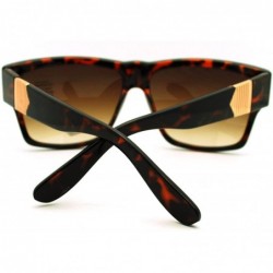 Wayfarer Mens Metal Arrow Chain Emblem Rectangular Angular Horned Mobster Sunglasses - Tortoise - CC11YFDZ08H $7.90