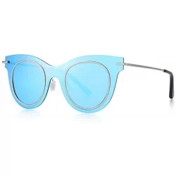 Wrap Women Fashion Cat Eye Sunglasses Wrap Frame UV400 Protection S6276 C06 Brown - C03 Blue - C818YZWHTHX $22.28