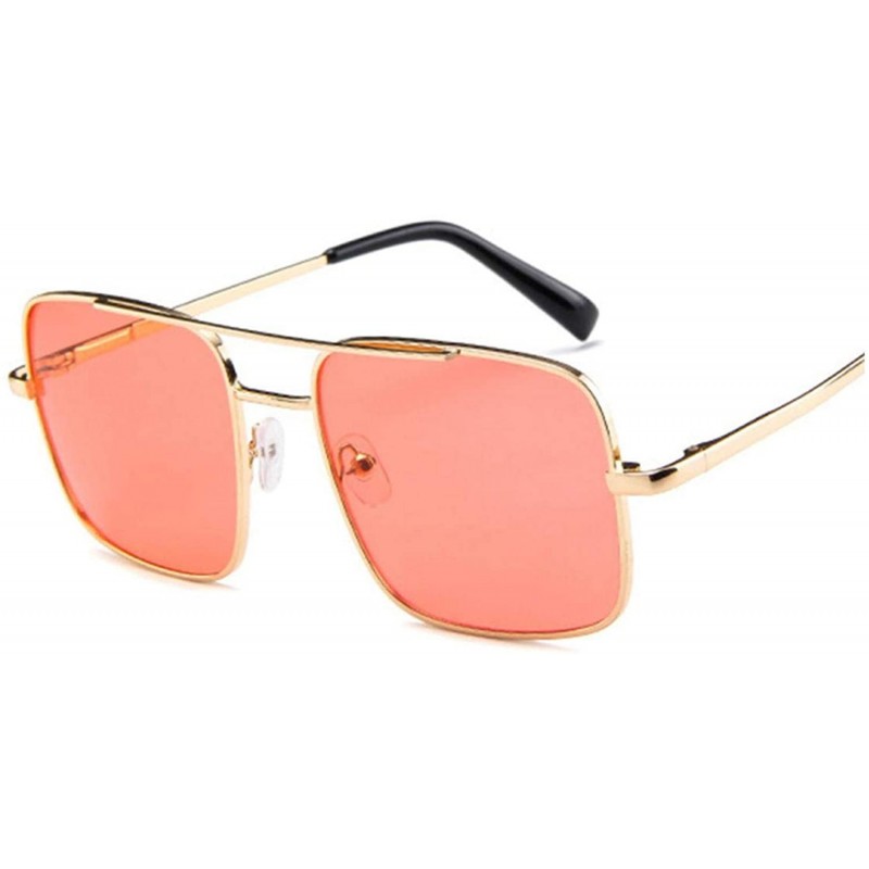 Goggle New Oversized Square Sunglasses Women Designer Frame Transparent Gradient Sun Glasses Female Feminino - Goldred - CJ19...