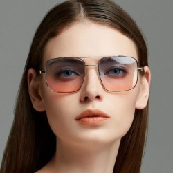 Goggle New Oversized Square Sunglasses Women Designer Frame Transparent Gradient Sun Glasses Female Feminino - Goldred - CJ19...