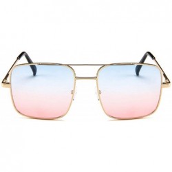 Goggle New Oversized Square Sunglasses Women Designer Frame Transparent Gradient Sun Glasses Female Feminino - Goldred - CJ19...
