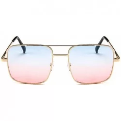 Goggle New Oversized Square Sunglasses Women Designer Frame Transparent Gradient Sun Glasses Female Feminino - Goldred - CJ19...