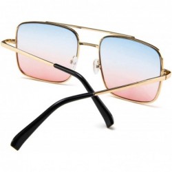 Goggle New Oversized Square Sunglasses Women Designer Frame Transparent Gradient Sun Glasses Female Feminino - Goldred - CJ19...