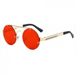 Square Retro SteamPunk Sunglasses Men Red Round Sun Glasses Women Vintage Metal Sunglass UV400 Shades 1156R - CT197Y7S79N $25.60